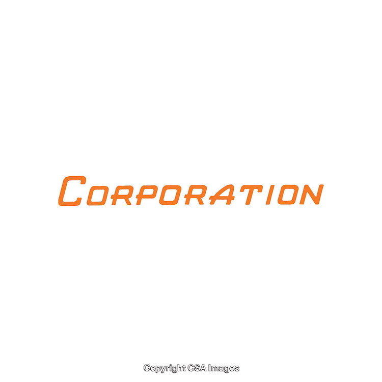 Orange Text Depicting the Word Corporation on a White Background