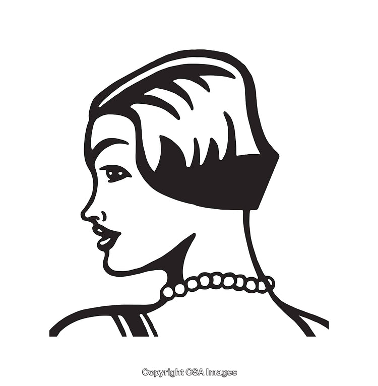 Elegant Black and White Line Art Portrait Illustration of a Woman