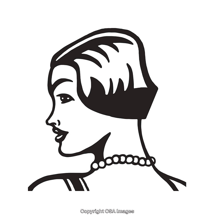 Elegant Black and White Line Art Portrait Illustration of a Woman