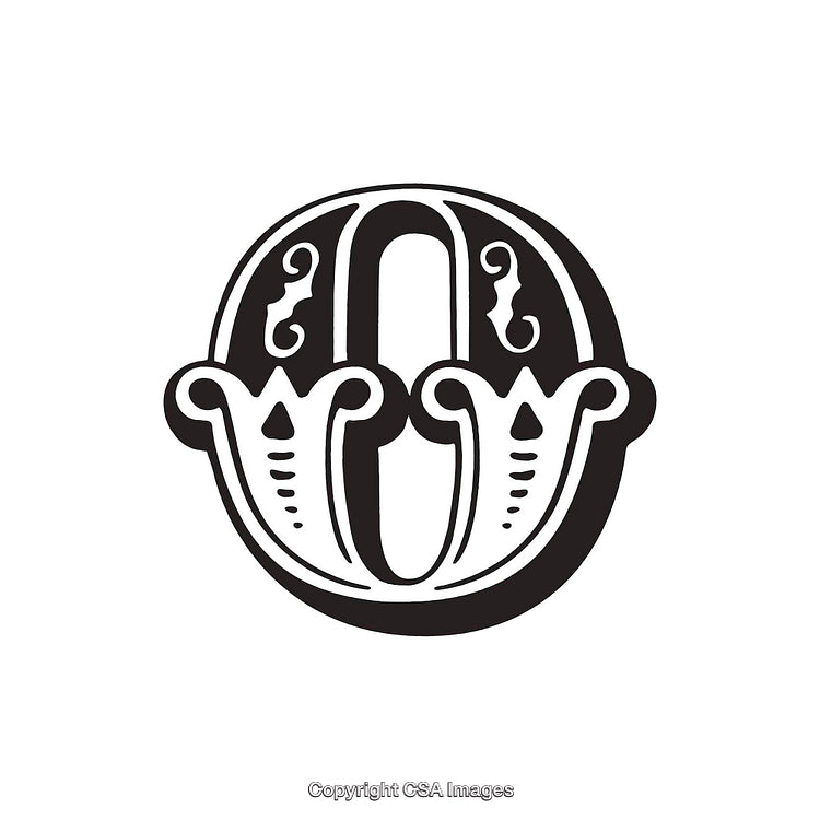 Ornamental Letter O with Decorative Vintage Style Design