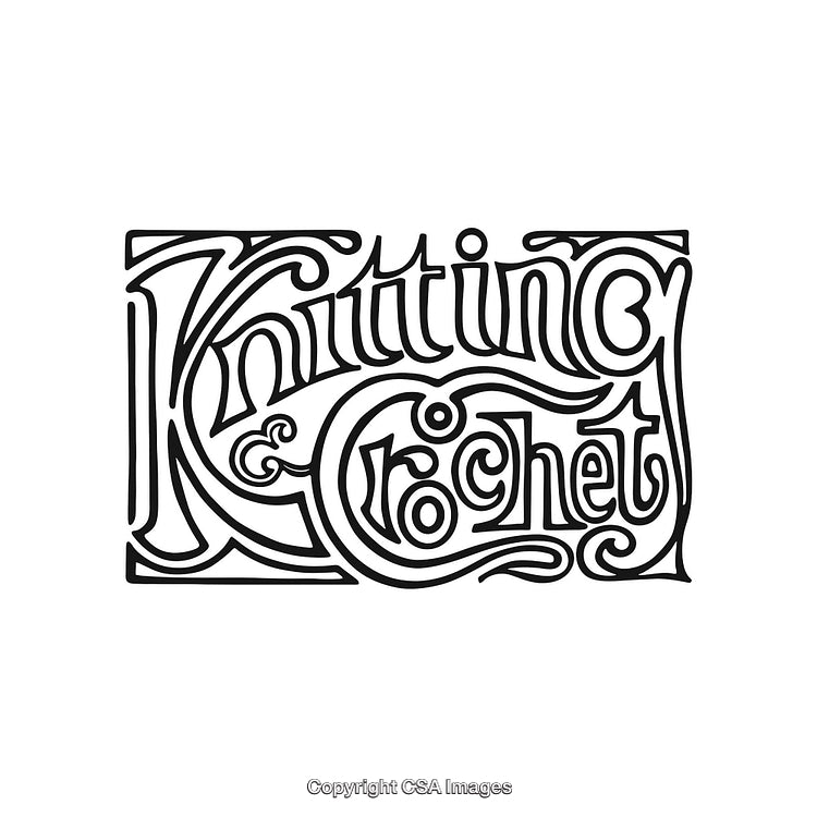 Vintage Typography Design Featuring Knitting and Crochet Art Styles