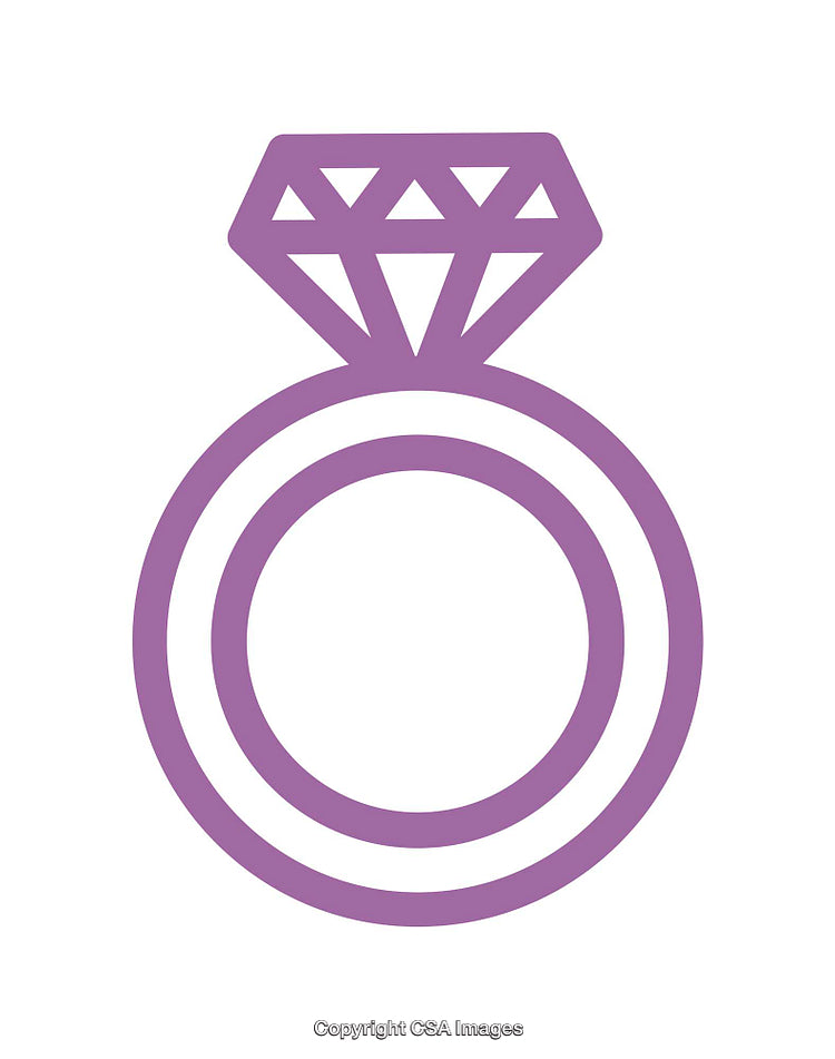 Minimalistic Icon of Purple Diamond Ring for Jewelry or Engagement Themes