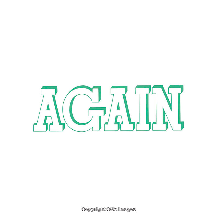 Green Word Art Displaying the Text 'Again' in Bold Lettering