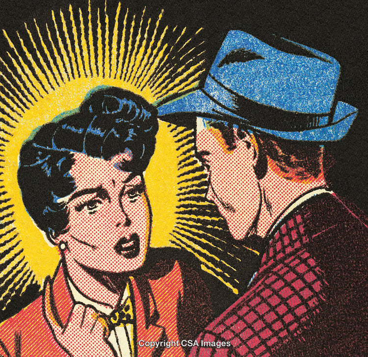 Vintage Comic Style Illustration of a Couple in Emotional Interaction