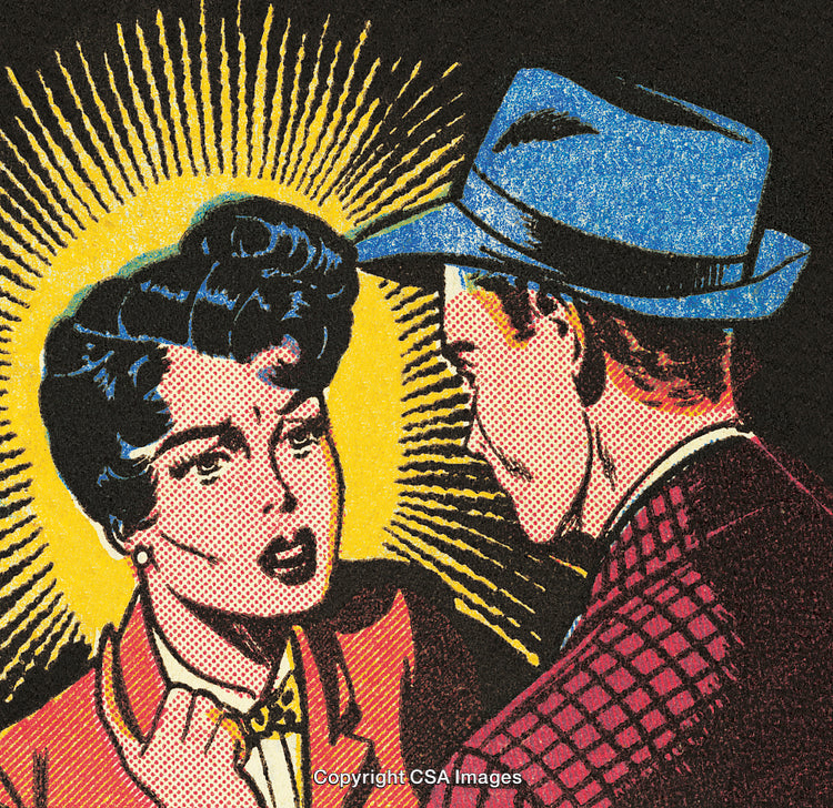 Vintage Comic Style Illustration of a Couple in Emotional Interaction