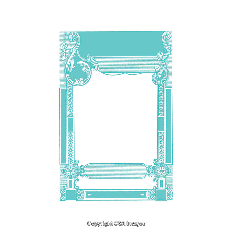 Intricate Decorative Frame in Blue with Elegantly Detailed Vintage Motifs