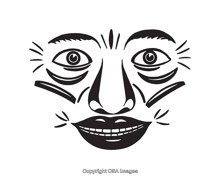 Abstract Black and White Face Line Art Illustration