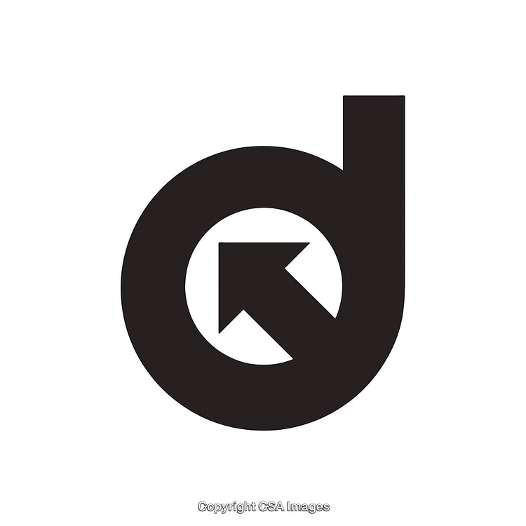 Minimalist Black and White Monochrome Shape with Arrow Silhouette