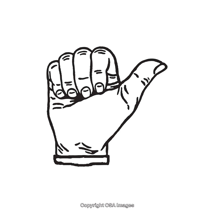 Black and White Illustration of a Hand in a Thumbs Gesture