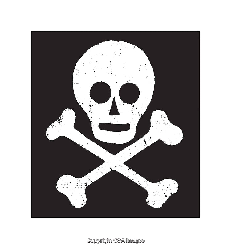 Grunge Skull and Crossbones Icon With Black Background