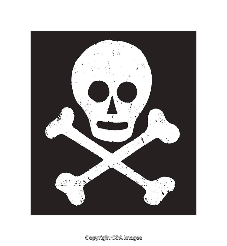Grunge Skull and Crossbones Icon With Black Background