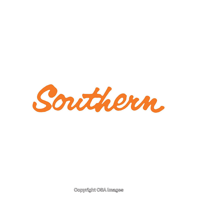 Stylized Representation of the Word Southern in Vibrant Orange Script