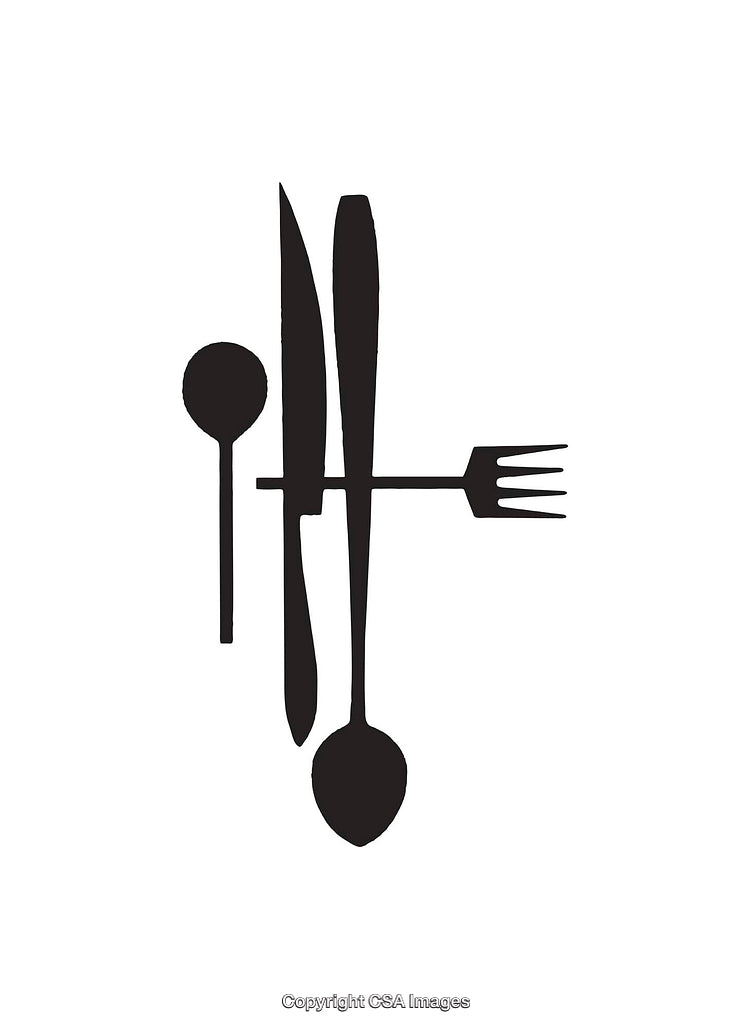Minimalistic Black and White Cutlery Icon Design for Kitchen Themes