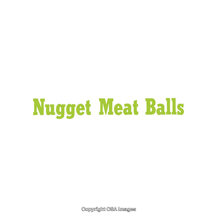 Bold Green Text on White Background Displaying Nugget Meat Balls