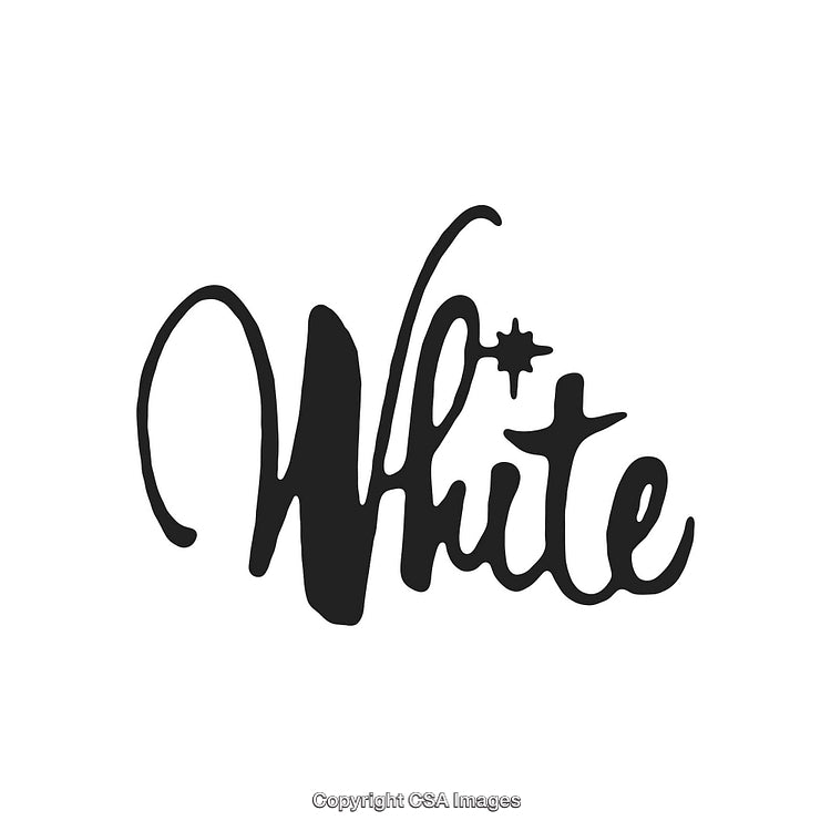 Elegant Black Handwritten Script Featuring the Word White With Stylish Star Detail