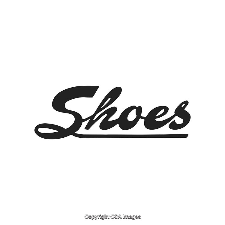 Stylish Bold Footwear-Themed Black Calligraphy Text Design on White Background