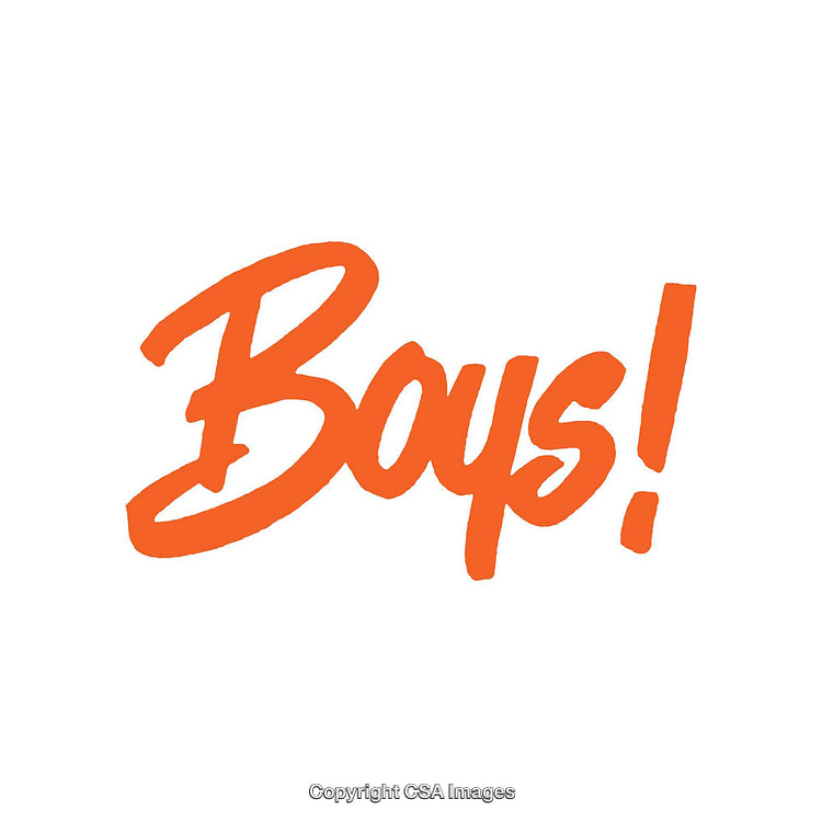 Dynamic Typography Art Featuring Bold Orange "Boys!" Text