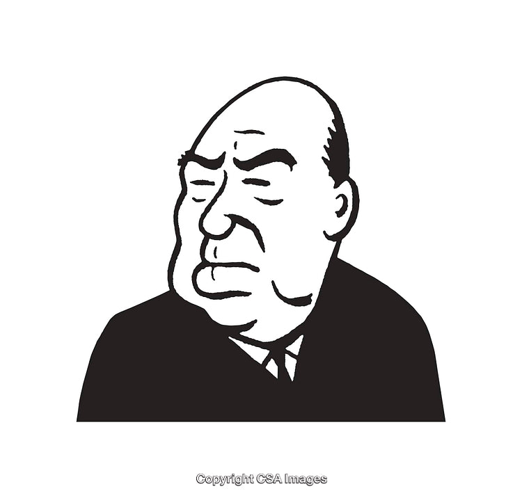 Black and White Line Art Portrait of a Pensive Gentleman