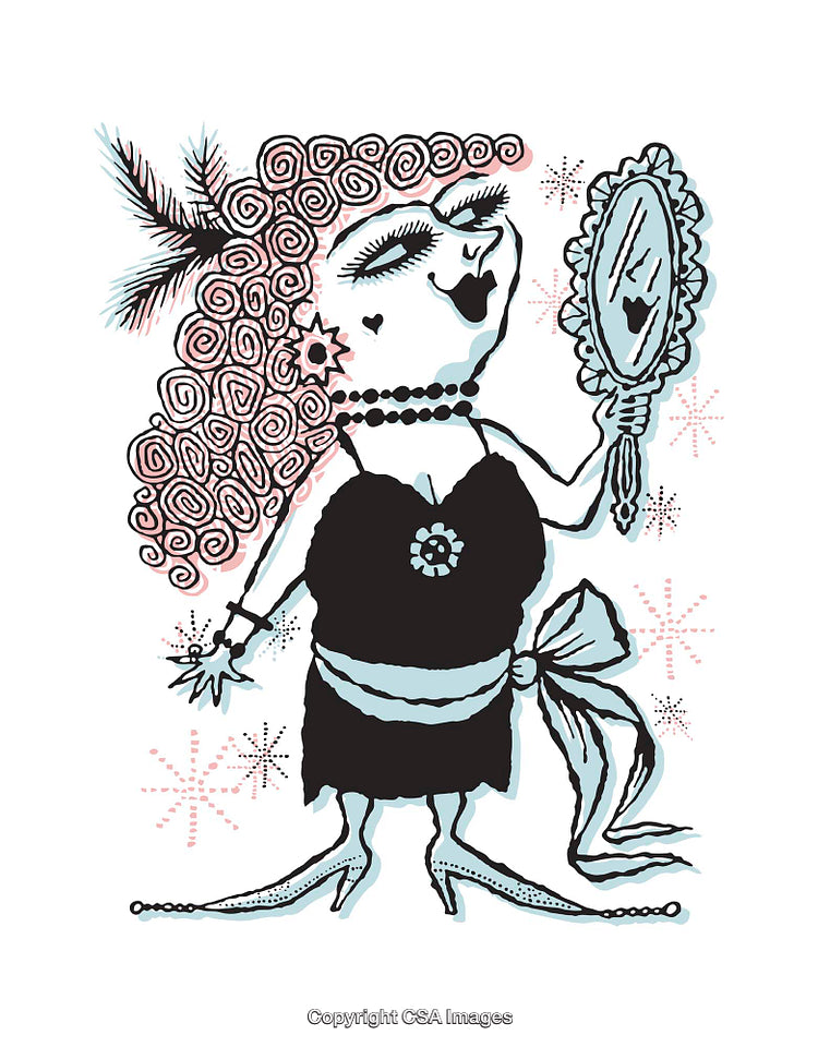 Quirky Character Illustration with Vintage Style and Unique Fashion Expression