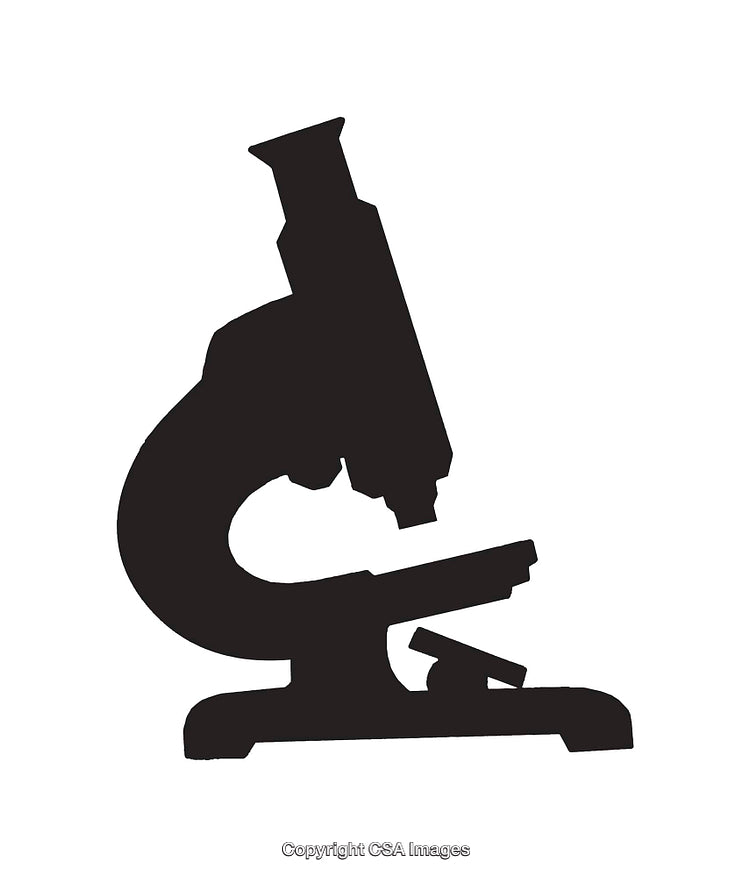 Silhouette of a Microscope in Black on a White Background