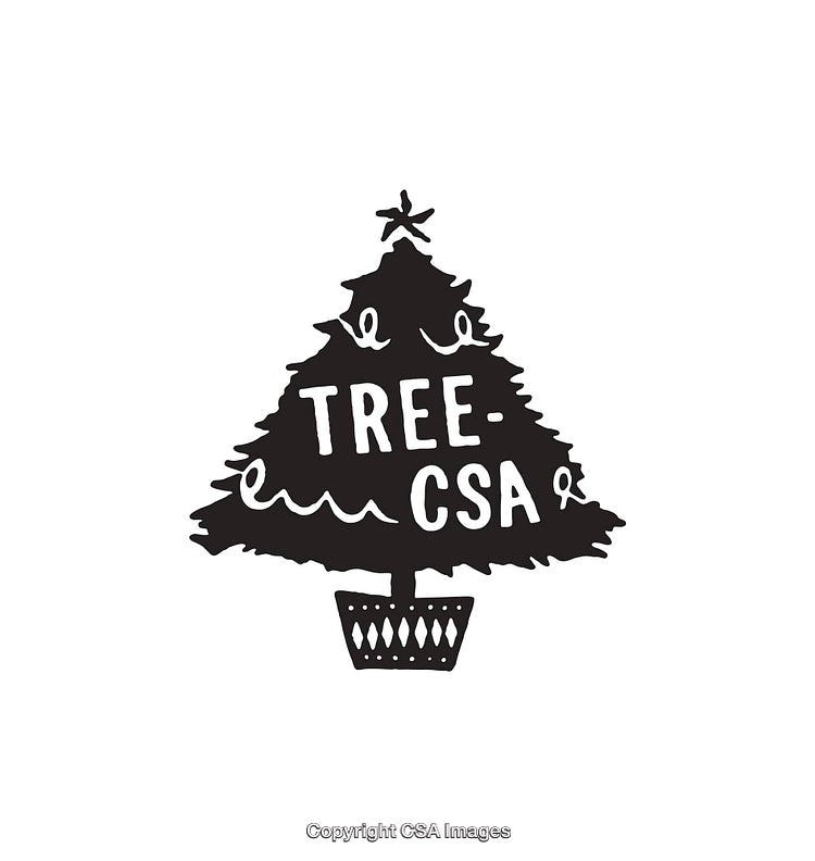 Black and White Line Art Illustration of a Christmas Tree Design