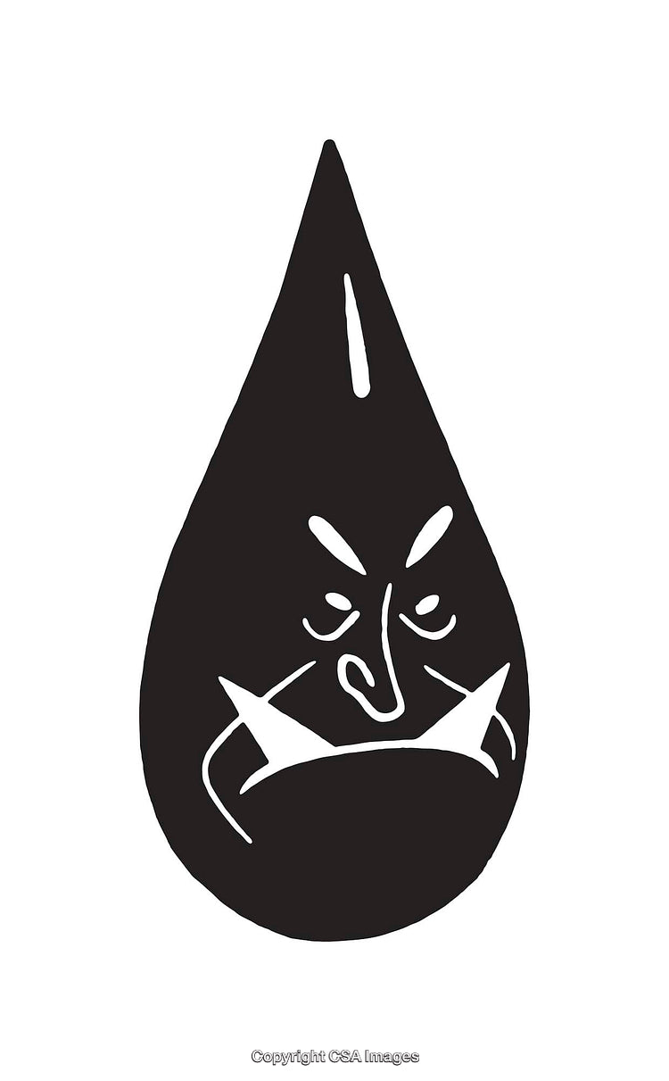 Abstract Black and White Illustration of a Grim Face in Teardrop Form
