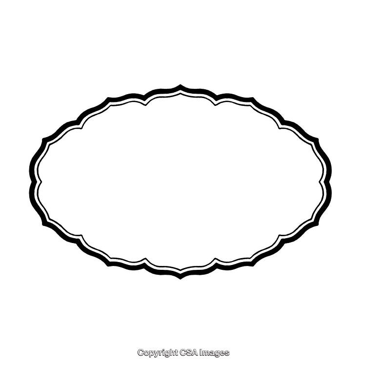 Elegant Black and White Oval Border Design with Ornate Edges