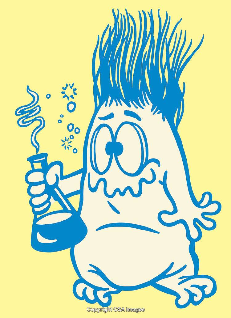 Playful Cartoon Character in a Whimsical Science Experiment Illustration