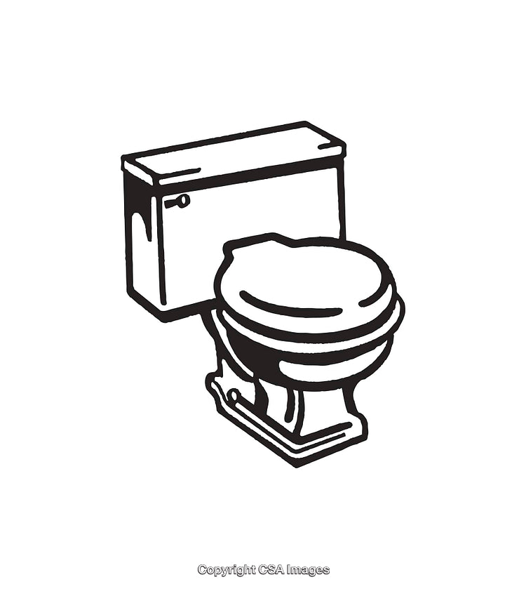 Black And White Line Art Illustration of a Toilet Design