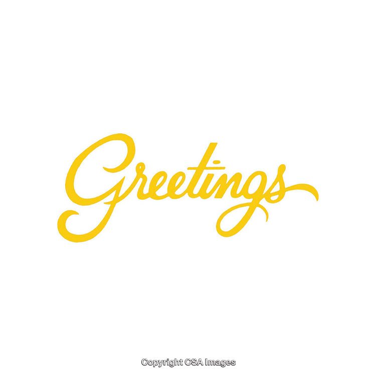 Elegant Yellow Greetings Typography on a White Background