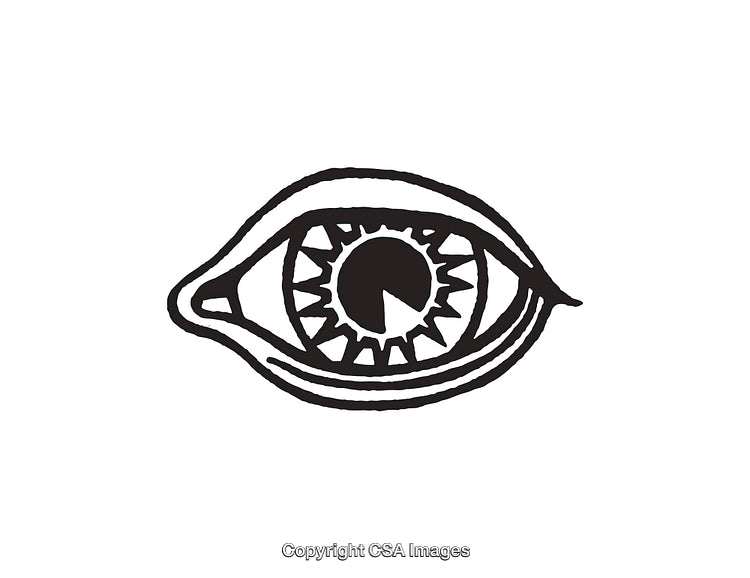 Black and White Hand-Drawn Eye Line Art Illustration