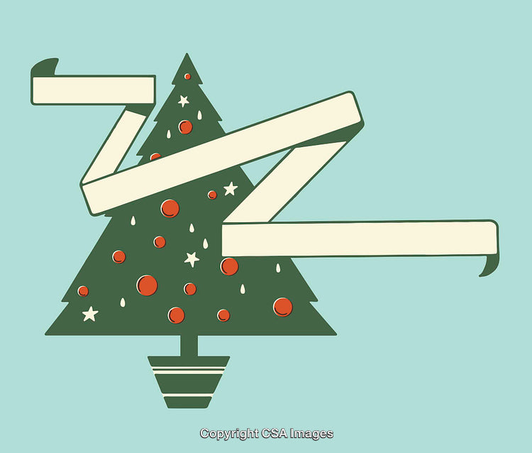 Colorful Line Art Illustration of a Festive Christmas Tree With Decorations