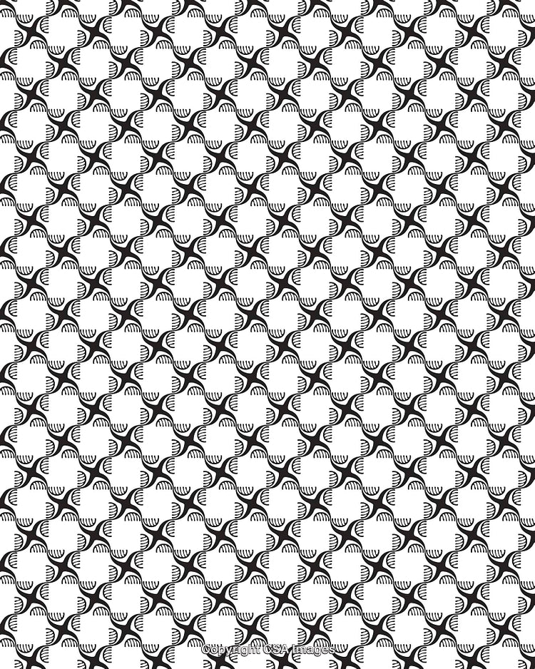 Seamless Black and White Geometric Pattern with Artistic Curves