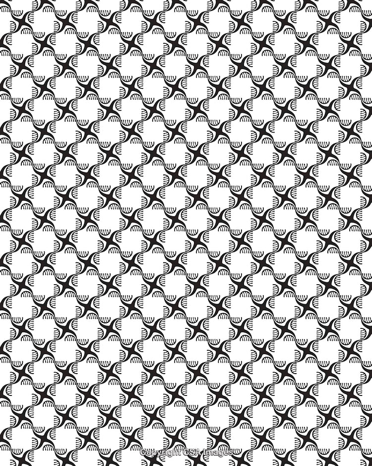 Seamless Black and White Geometric Pattern with Artistic Curves