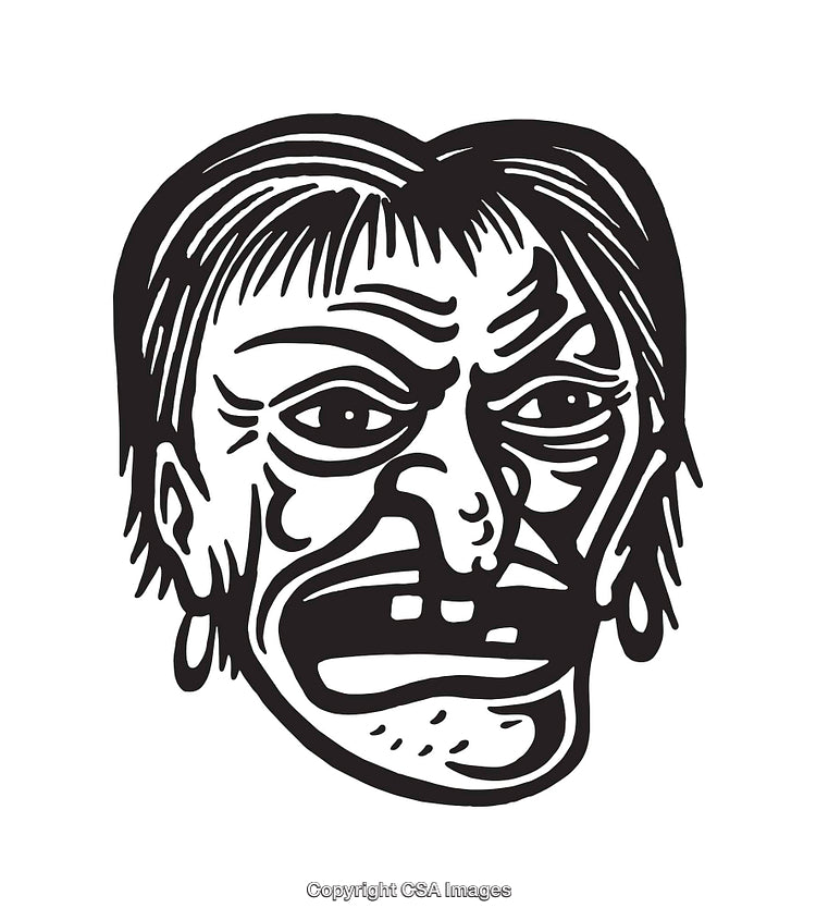 Black and White Line Art of Expressive Artistic Face Illustration