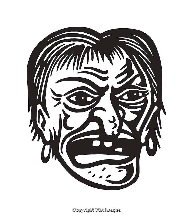 Black and White Line Art of Expressive Artistic Face Illustration