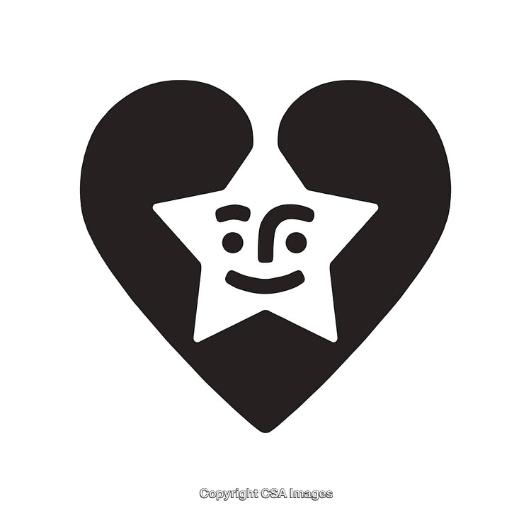 Heart and Star Icon with a Smiling Face Design