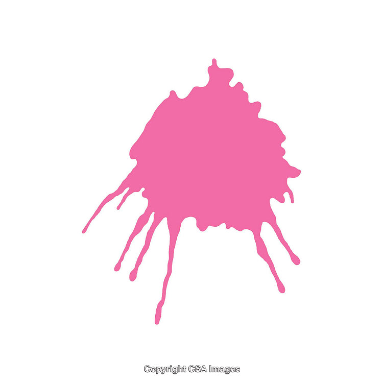 Bright Pink Paint Splatter with Drip Design on White Background