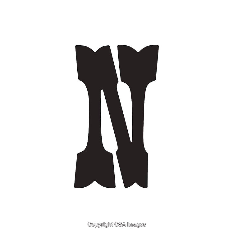 Decorative Letter N in Black on a White Background