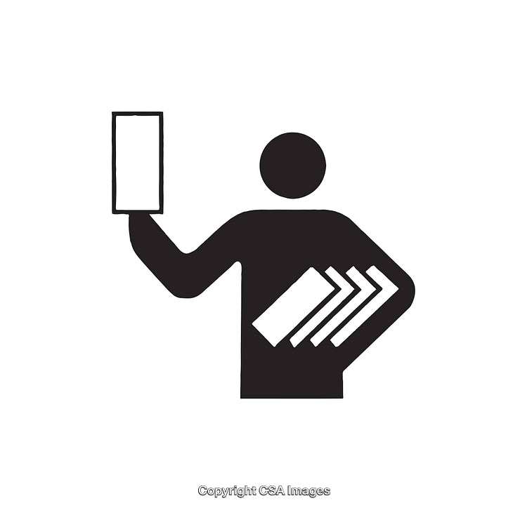 Black and White Icon of Person Holding Document with Arrows
