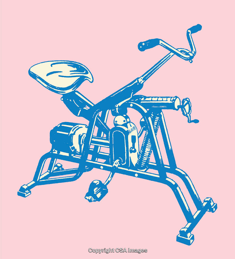 Vintage Exercise Bike Line Art on a Vibrant Pastel Background