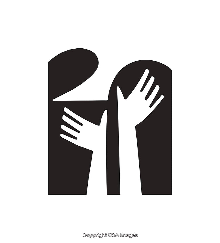 Monochrome Abstract Hands Design in Black and White Minimalist Style