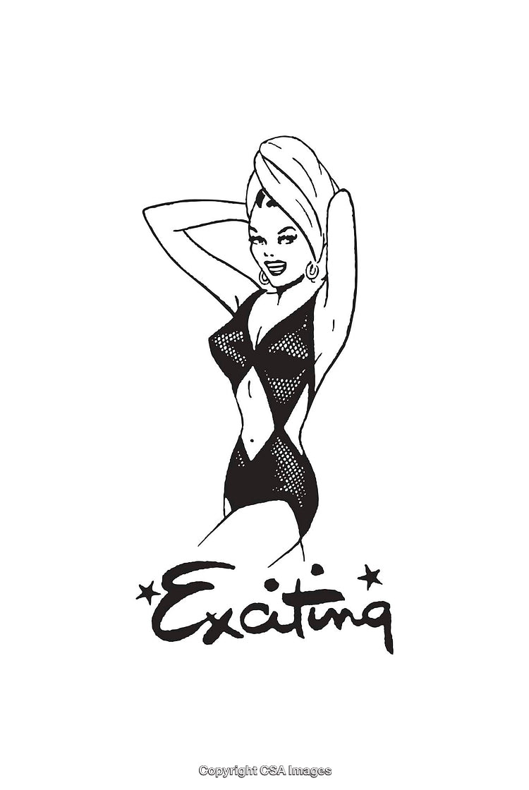 Retro Pin-Up Style Woman Illustration With Exciting Text Design