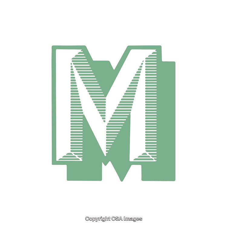 Decorative Letter M Design in Modern Style with Green Tones
