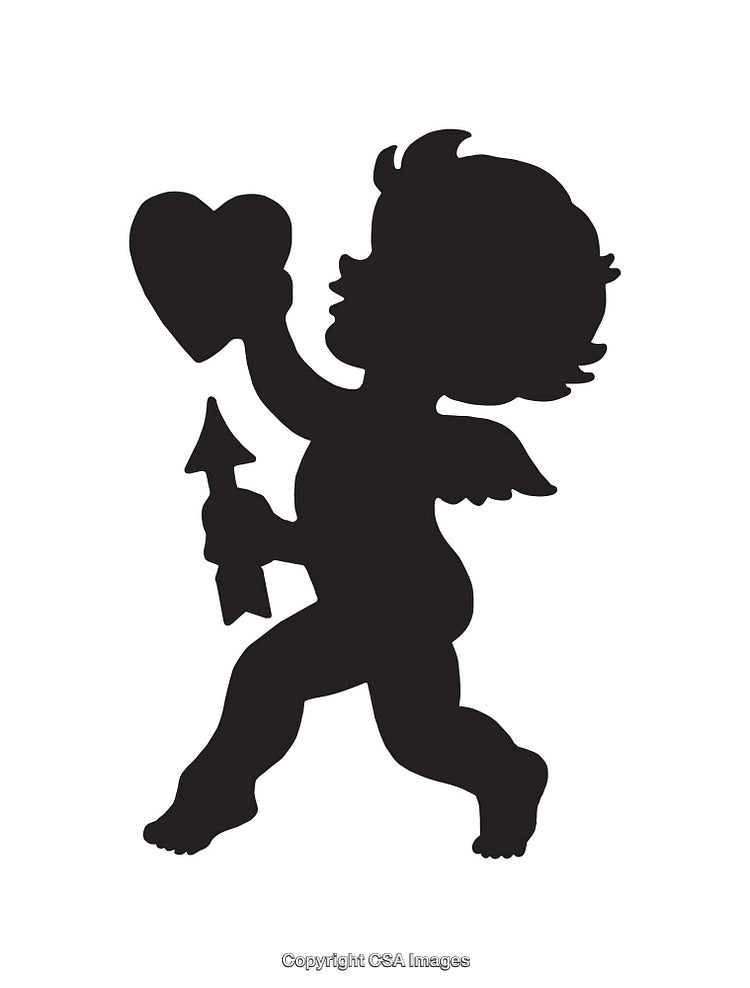 Silhouette of Cupid Holding Heart and Arrow Symbolizing Love