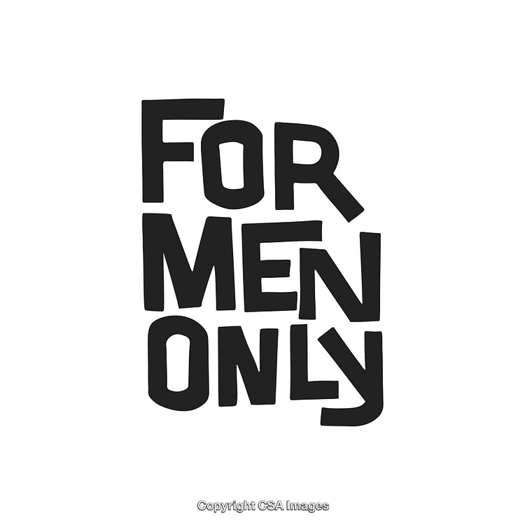Bold Typography Text 'For Men Only' on White Background