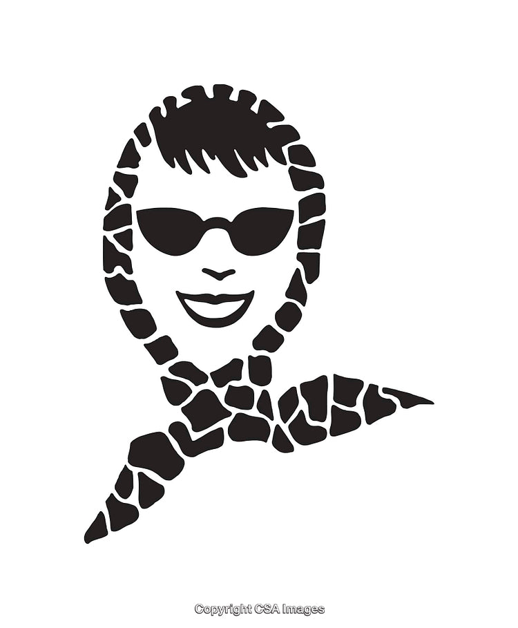 Stylized Black and White Illustration of a Smiling Face With Glasses