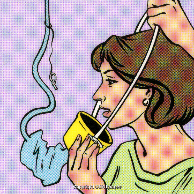 Pop Art Illustration of Woman Using a Mask Device for Unique Purpose