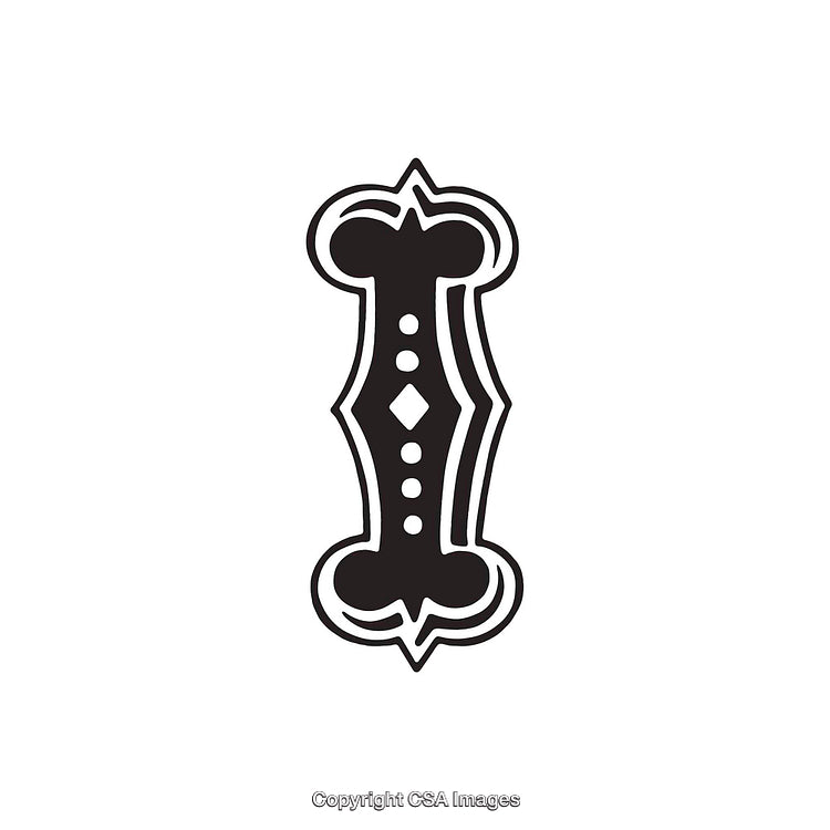 Stylized Black Symbol Representing Letter I with Intricate Design Elements