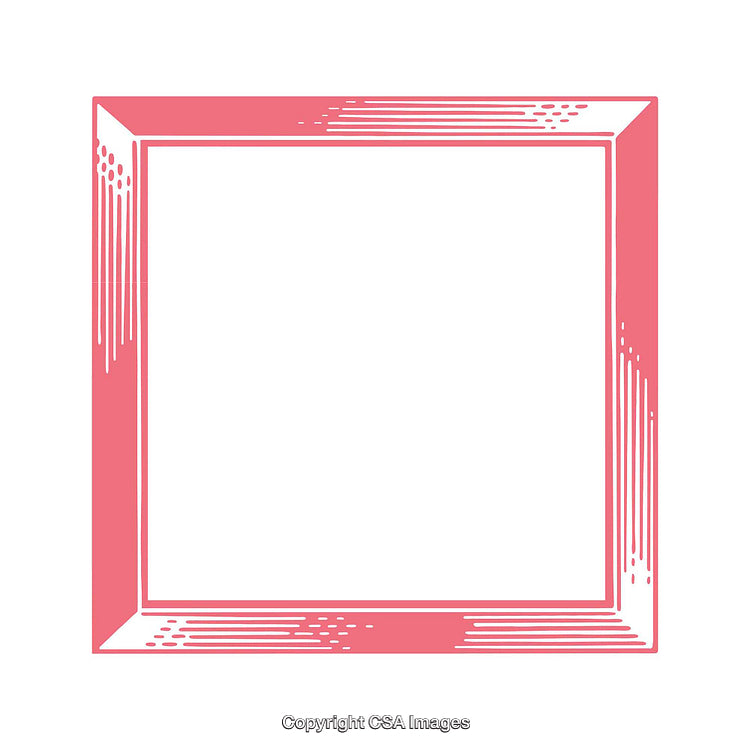 Decorative Border with Pink Graphic Elements on a Blank White Background
